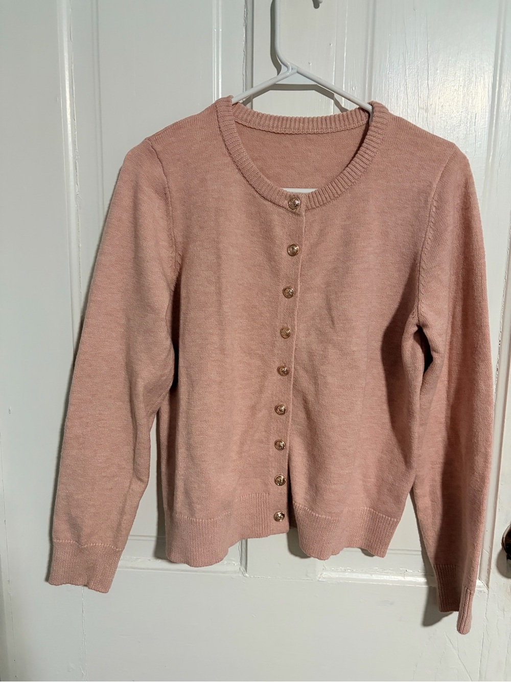 SHEIN Blush Pink Button-Up Knit Cardigan